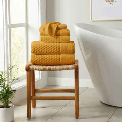 Linery & Co. Cotton Diamond Waffle Texture Bath Towels.
