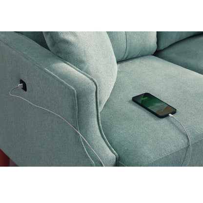 Upholstered Sofa with Waterproof Fabric and USB Port - 32.30 x 70.10 x 35.03