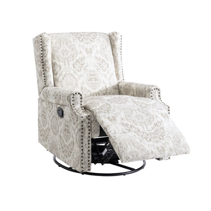 29'' W Pattern Swivel Glider Manual Push Back Recliner Chair Set of 2