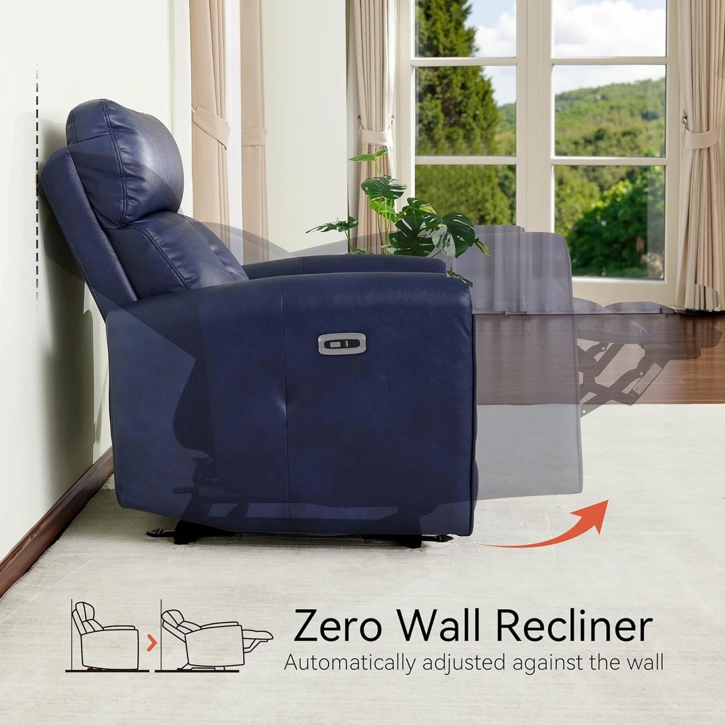 MCombo Power Small Recliners, Modern Zero Wall Hugger Recliners Chair with Lumbar Support, USB and Charging Ports, FSC Certified