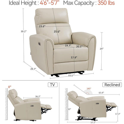 MCombo Power Small Recliners, Modern Zero Wall Hugger Recliners Chair with Lumbar Support, USB and Charging Ports, FSC Certified