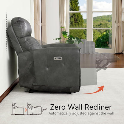 MCombo Power Small Recliners, Modern Zero Wall Hugger Recliners Chair with Lumbar Support, USB and Charging Ports, FSC Certified