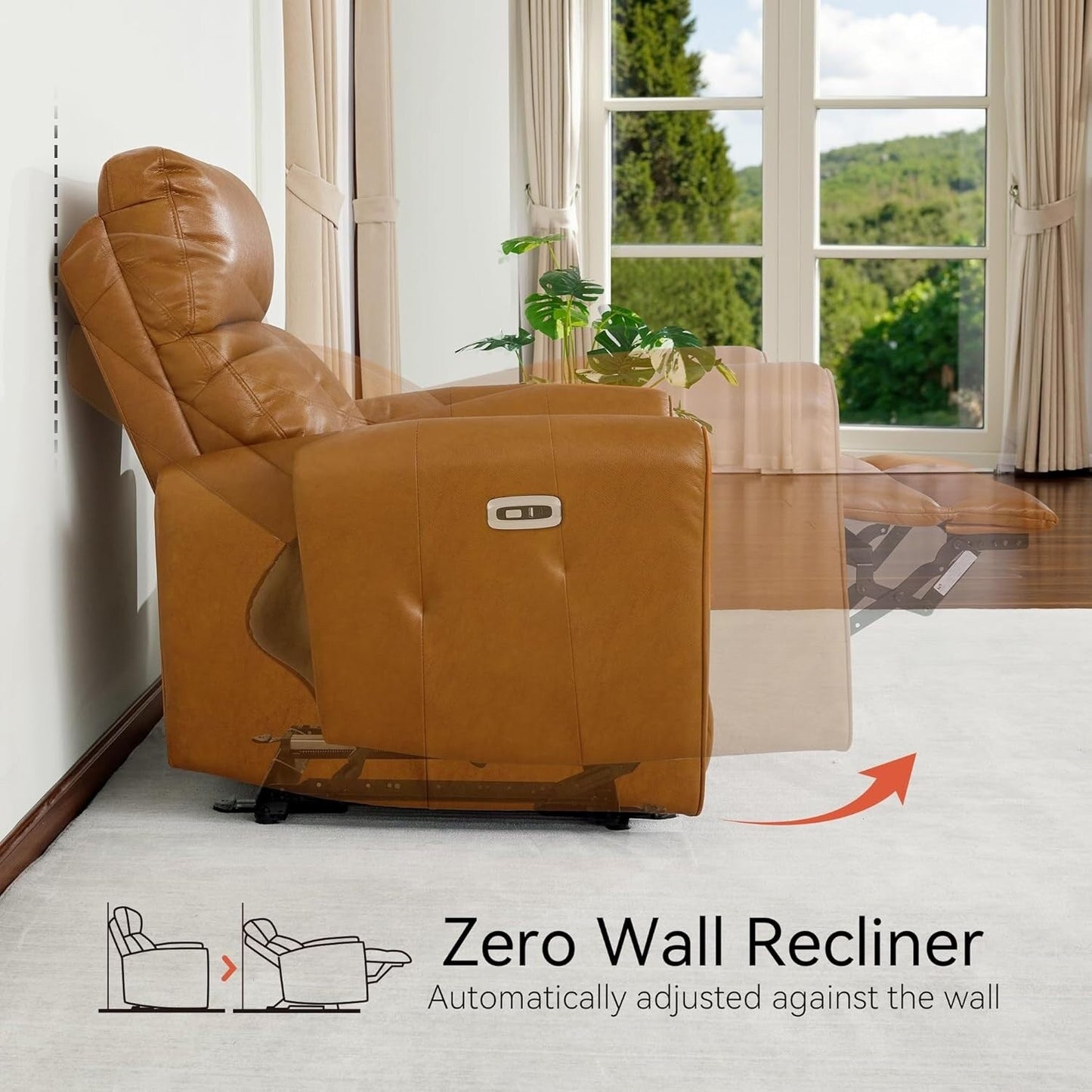 MCombo Power Small Recliners, Modern Zero Wall Hugger Recliners Chair with Lumbar Support, USB and Charging Ports, FSC Certified