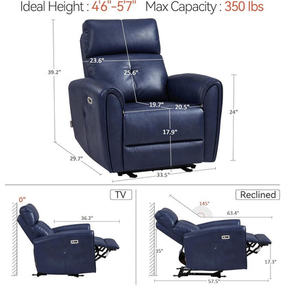 MCombo Power Small Recliners, Modern Zero Wall Hugger Recliners Chair with Lumbar Support, USB and Charging Ports, FSC Certified