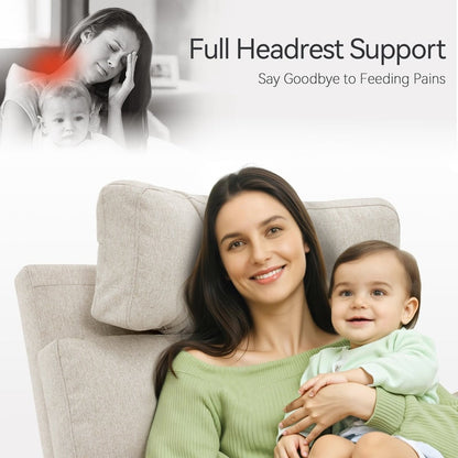 MCombo Power Swivel Glider Recliner Nursery Chair, Fabric PR601