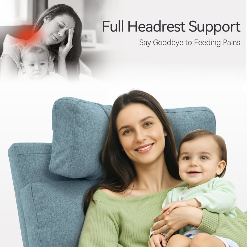 MCombo Power Swivel Glider Recliner Nursery Chair, Fabric PR601