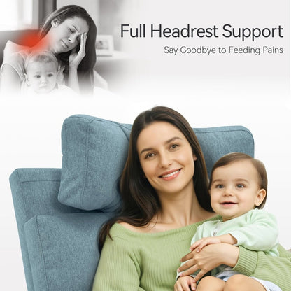 MCombo Power Swivel Glider Recliner Nursery Chair, Fabric PR601