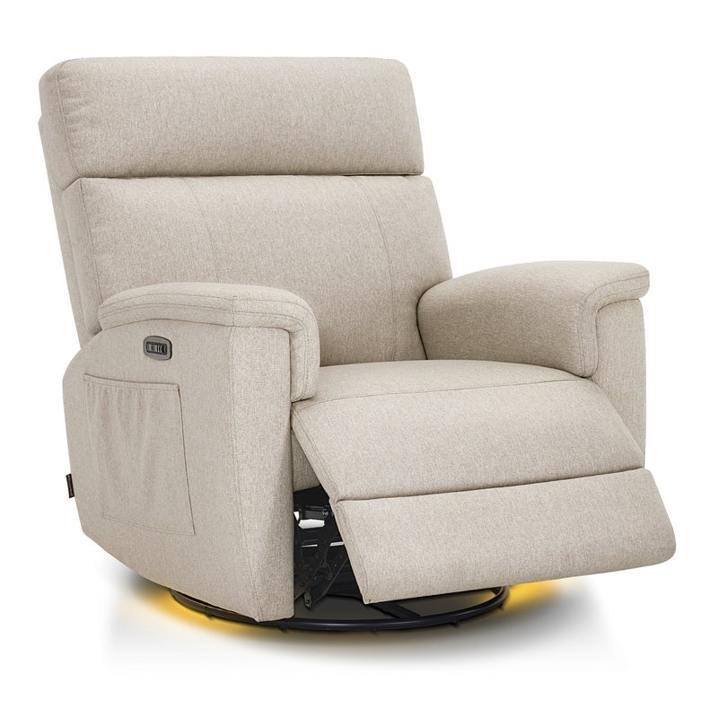 MCombo Power Swivel Glider Recliner Nursery Chair, Fabric PR601