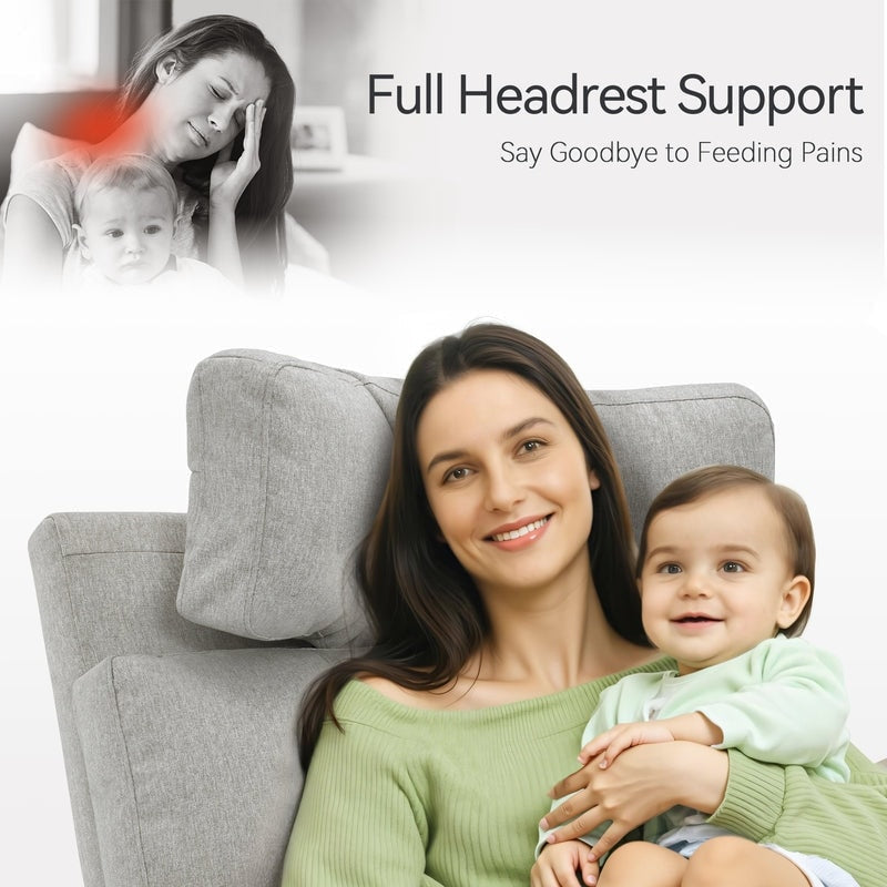 MCombo Power Swivel Glider Recliner Nursery Chair, Fabric PR601