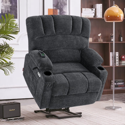MCombo Recliner Chair Sofa with Massage and Heat for Big Elderly People,Fabric R7093(Small-Wide)