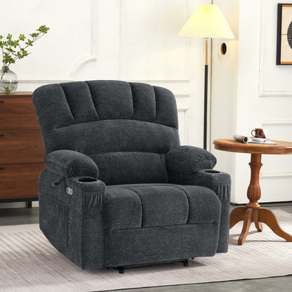 MCombo Recliner Chair Sofa with Massage and Heat for Big Elderly People,Fabric R7093(Small-Wide)