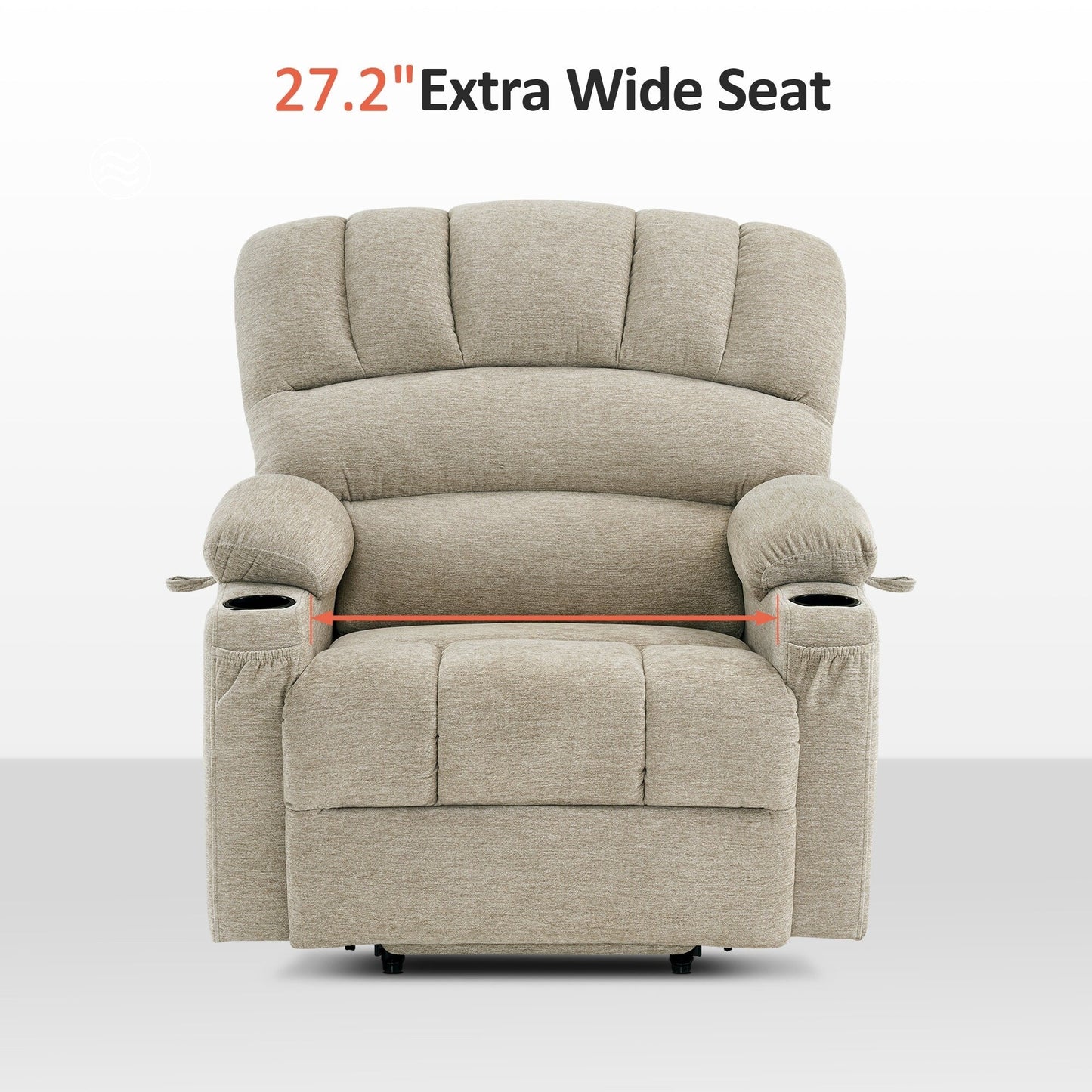 MCombo Recliner Chair Sofa with Massage and Heat for Big Elderly People,Fabric R7093(Small-Wide)