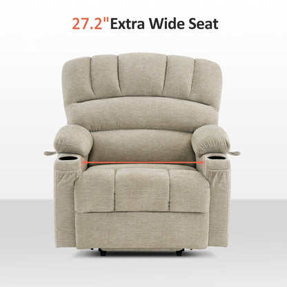 MCombo Recliner Chair Sofa with Massage and Heat for Big Elderly People,Fabric R7093(Small-Wide)