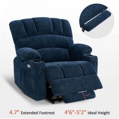 MCombo Recliner Chair Sofa with Massage and Heat for Big Elderly People,Fabric R7093(Small-Wide)