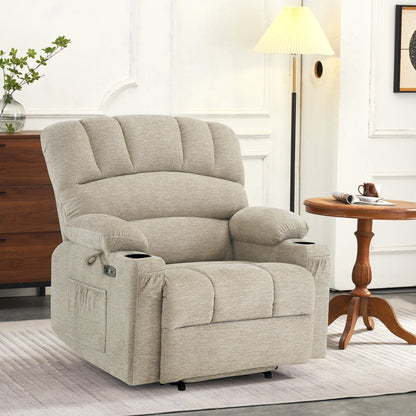 MCombo Recliner Chair Sofa with Massage and Heat for Big Elderly People,Fabric R7093(Small-Wide)