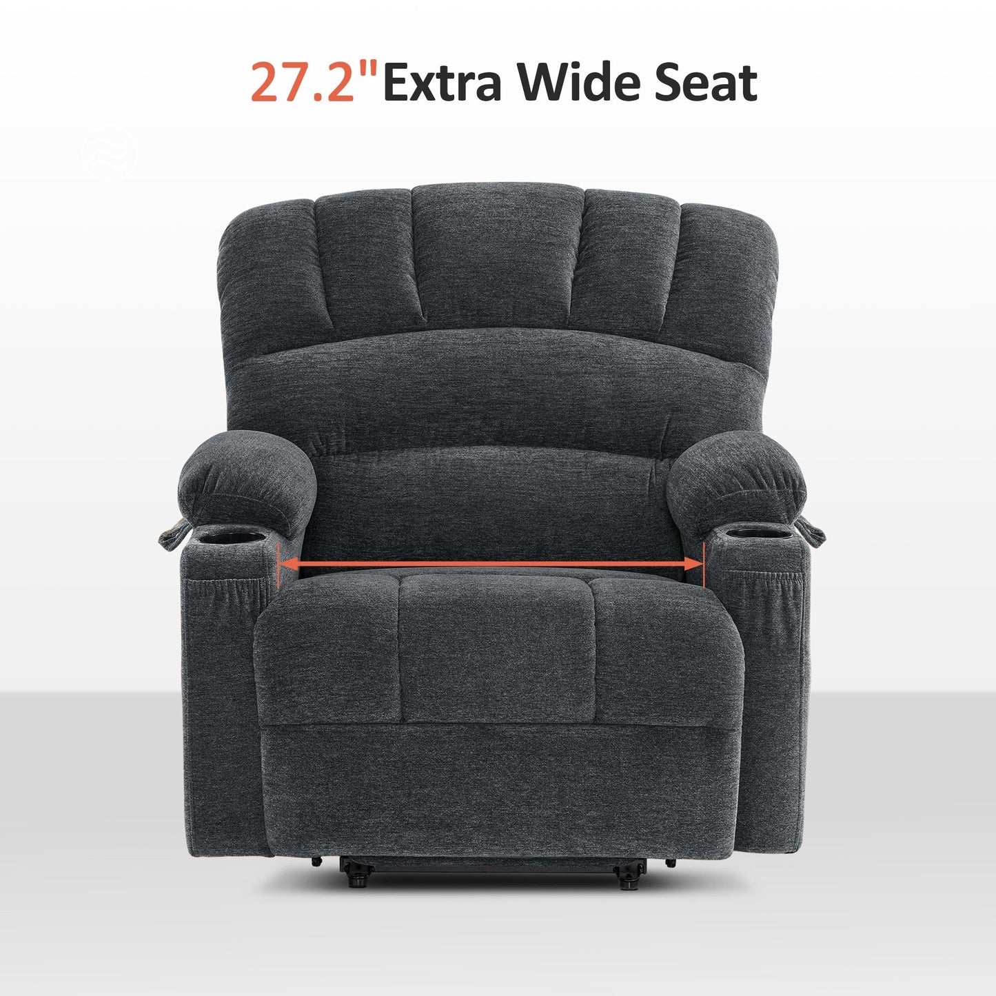 MCombo Recliner Chair Sofa with Massage and Heat for Big Elderly People,Fabric R7093(Small-Wide)