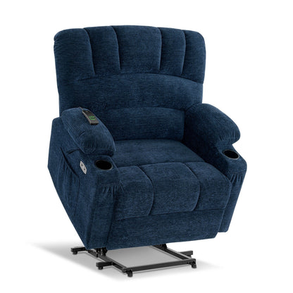 MCombo Recliner Chair Sofa with Massage and Heat for Big Elderly People,Fabric R7093(Small-Wide)