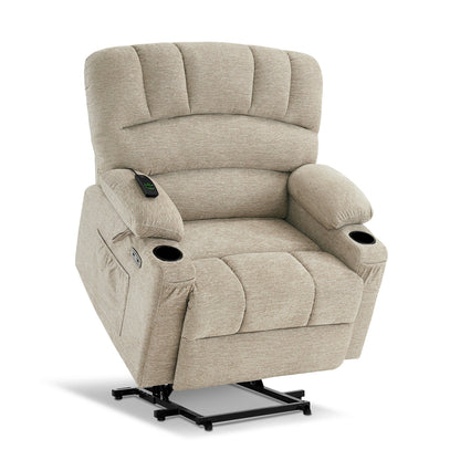 MCombo Recliner Chair Sofa with Massage and Heat for Big Elderly People,Fabric R7093(Small-Wide)