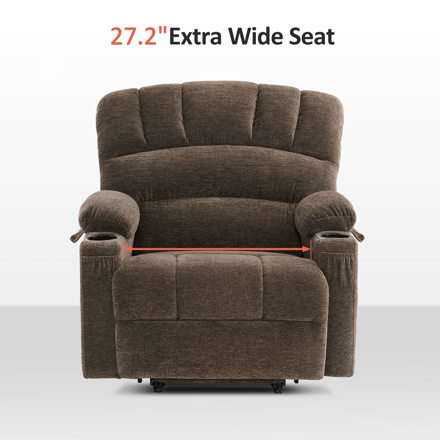 MCombo Recliner Chair Sofa with Massage and Heat for Big Elderly People,Fabric R7093(Small-Wide)