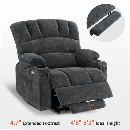 MCombo Recliner Chair Sofa with Massage and Heat for Big Elderly People,Fabric R7093(Small-Wide)
