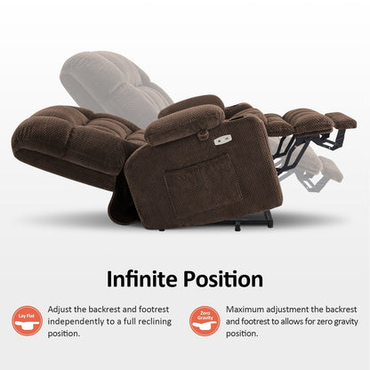 MCombo Small Dual Motor Power Lift Recliner Chair Sofa with Massage and Heat, Infinite Position, USB Ports, Fabric 7893