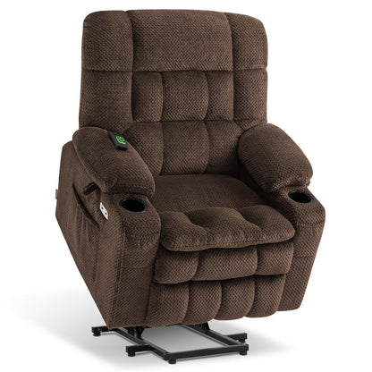MCombo Small Dual Motor Power Lift Recliner Chair Sofa with Massage and Heat, Infinite Position, USB Ports, Fabric 7893