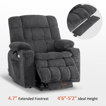 MCombo Small Dual Motor Power Lift Recliner Chair Sofa with Massage and Heat, Infinite Position, USB Ports, Fabric 7893