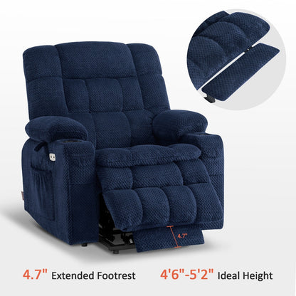 MCombo Small Dual Motor Power Lift Recliner Chair Sofa with Massage and Heat, Infinite Position, USB Ports, Fabric 7893
