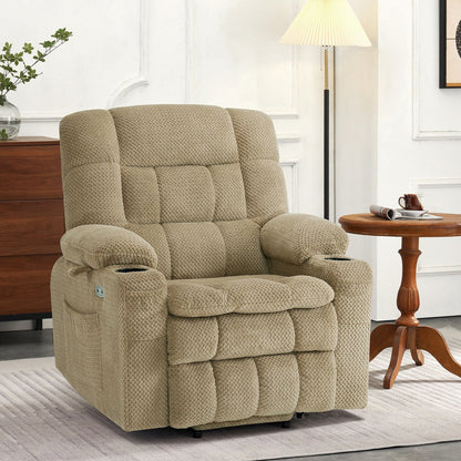 MCombo Small Dual Motor Power Lift Recliner Chair Sofa with Massage and Heat, Infinite Position, USB Ports, Fabric 7893