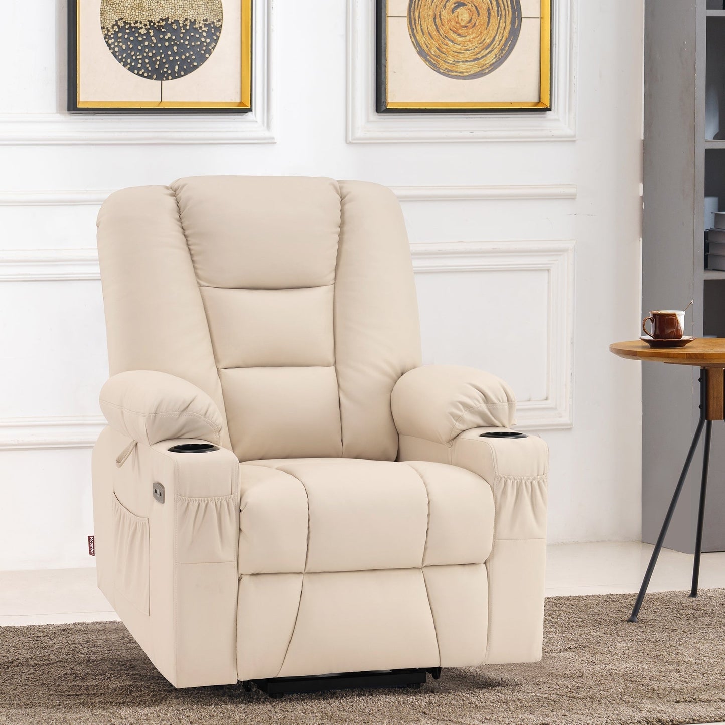 MCombo Small Power Lift Recliner Chair with Massage and Heat for Short Elderly People, Faux Leather 7569