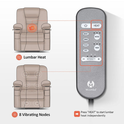 MCombo Small Power Lift Recliner Chair with Massage and Heat for Short Elderly People, Faux Leather 7569