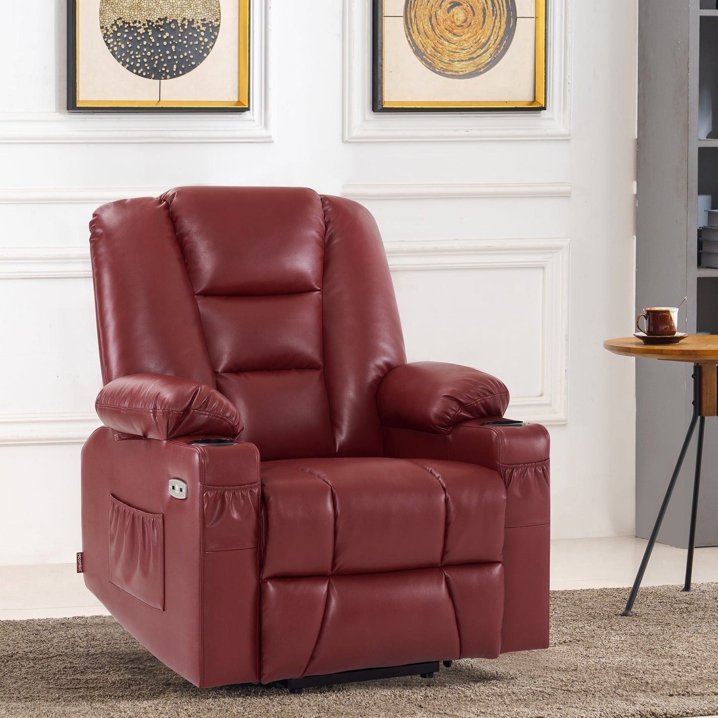 MCombo Small Power Lift Recliner Chair with Massage and Heat for Short Elderly People, Faux Leather 7569