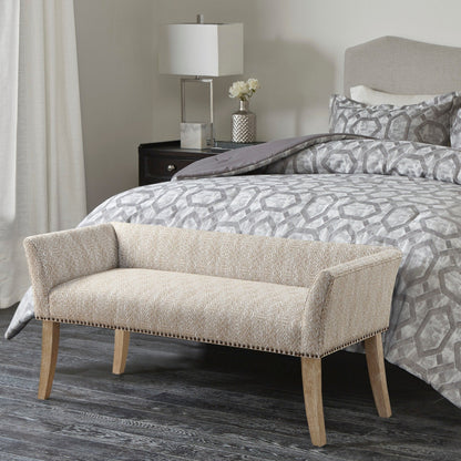Madison Park Welburn 49.5 Upholstered Bench with Back & Wood Legs