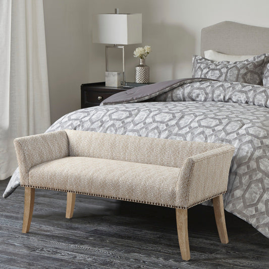 Madison Park Welburn 49.5 Upholstered Bench with Back & Wood Legs