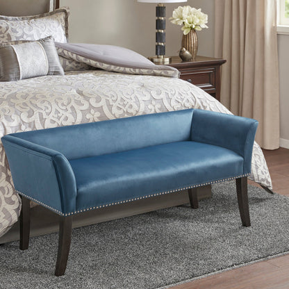 Madison Park Welburn 49.5 Upholstered Bench with Back & Wood Legs