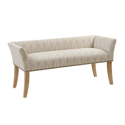 Madison Park Welburn 49.5 Upholstered Bench with Back & Wood Legs