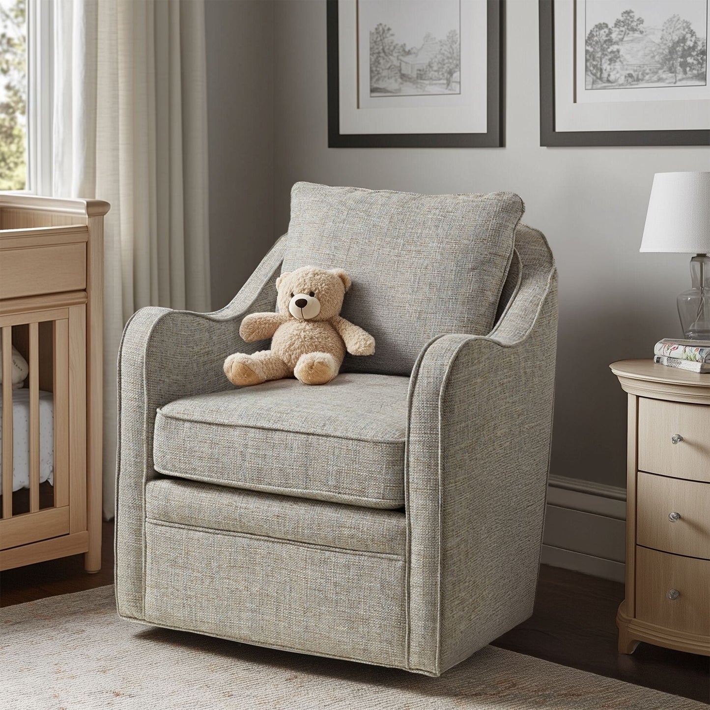 Madison Park Betty Upholstered Swivel Curved Armchair