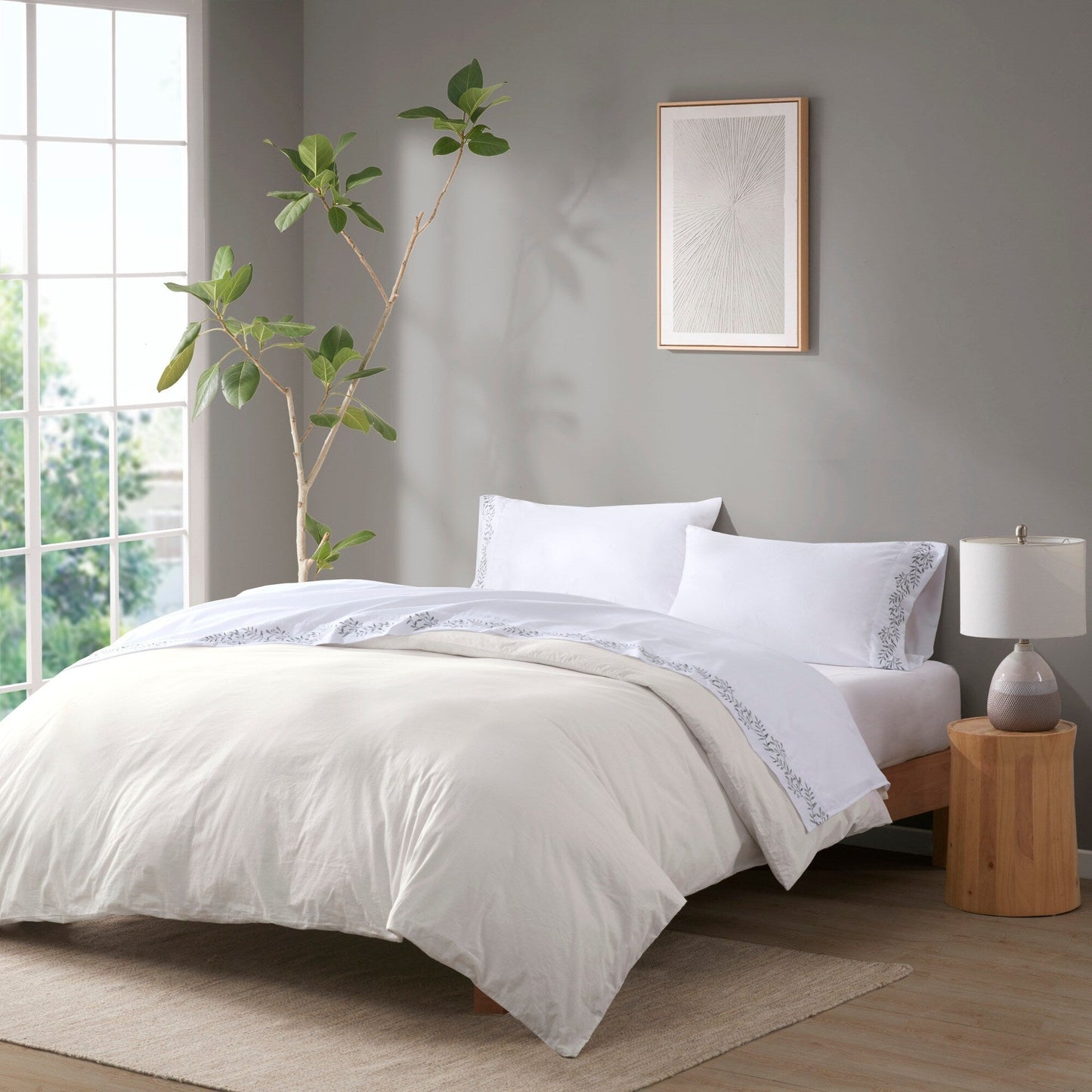 Madison Park Embroidered Microfiber 4 PC Sheet Set