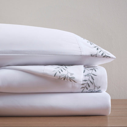 Madison Park Embroidered Microfiber 4 PC Sheet Set