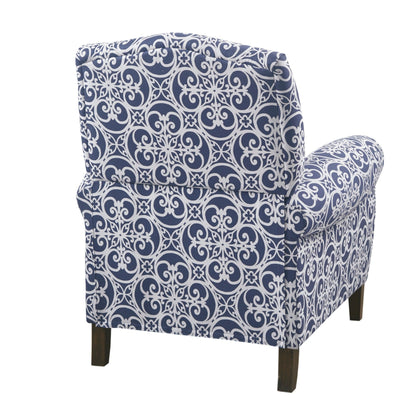 Madison Park Oscar Solid Wood Upholstered Push Back Recliner Chair with Rolled Arms