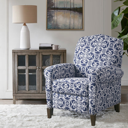 Madison Park Oscar Solid Wood Upholstered Push Back Recliner Chair with Rolled Arms