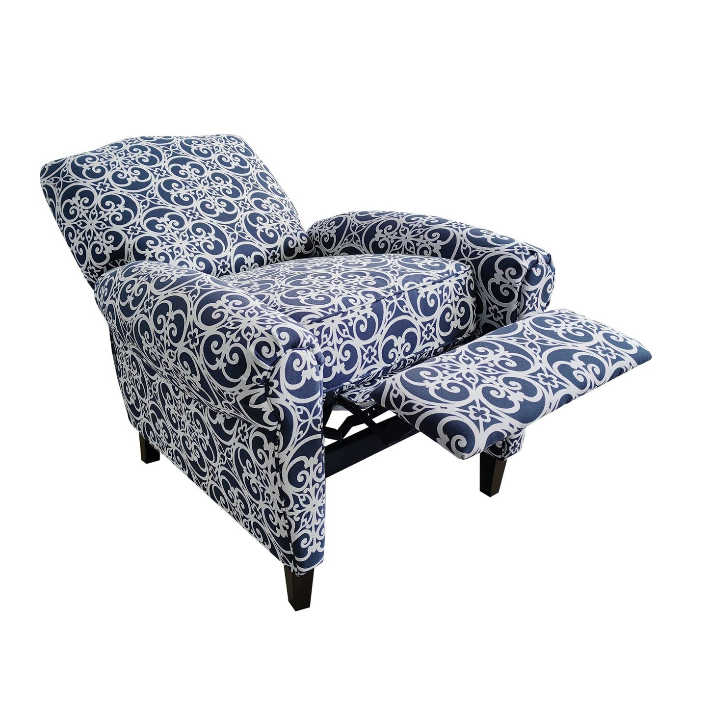 Madison Park Oscar Solid Wood Upholstered Push Back Recliner Chair with Rolled Arms