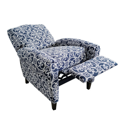 Madison Park Oscar Solid Wood Upholstered Push Back Recliner Chair with Rolled Arms