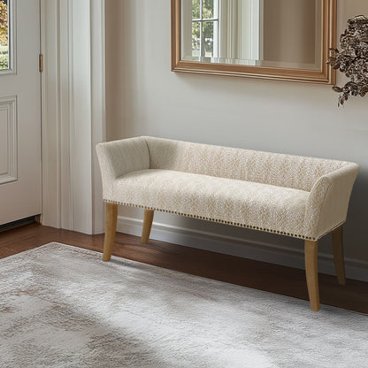 Madison Park Welburn 49.5 Upholstered Bench with Back & Wood Legs