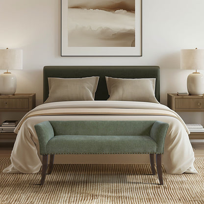 Madison Park Welburn 49.5 Upholstered Bench with Back & Wood Legs