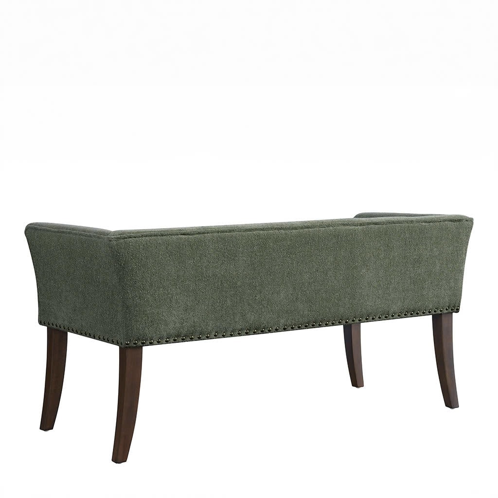 Madison Park Welburn 49.5 Upholstered Bench with Back & Wood Legs