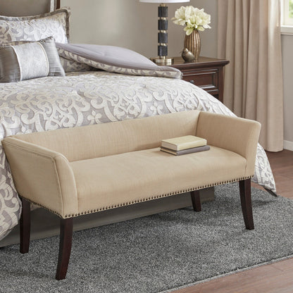 Madison Park Welburn 49.5 Upholstered Bench with Back & Wood Legs