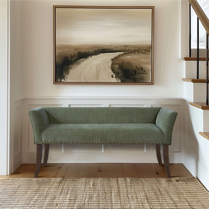 Madison Park Welburn 49.5 Upholstered Bench with Back & Wood Legs