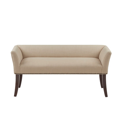 Madison Park Welburn 49.5 Upholstered Bench with Back & Wood Legs
