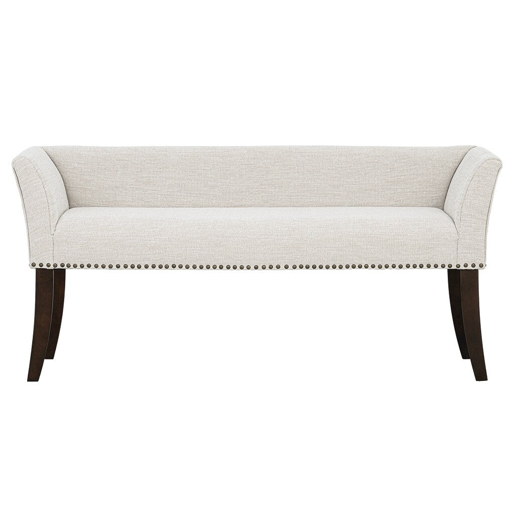 Madison Park Welburn 49.5 Upholstered Bench with Back & Wood Legs